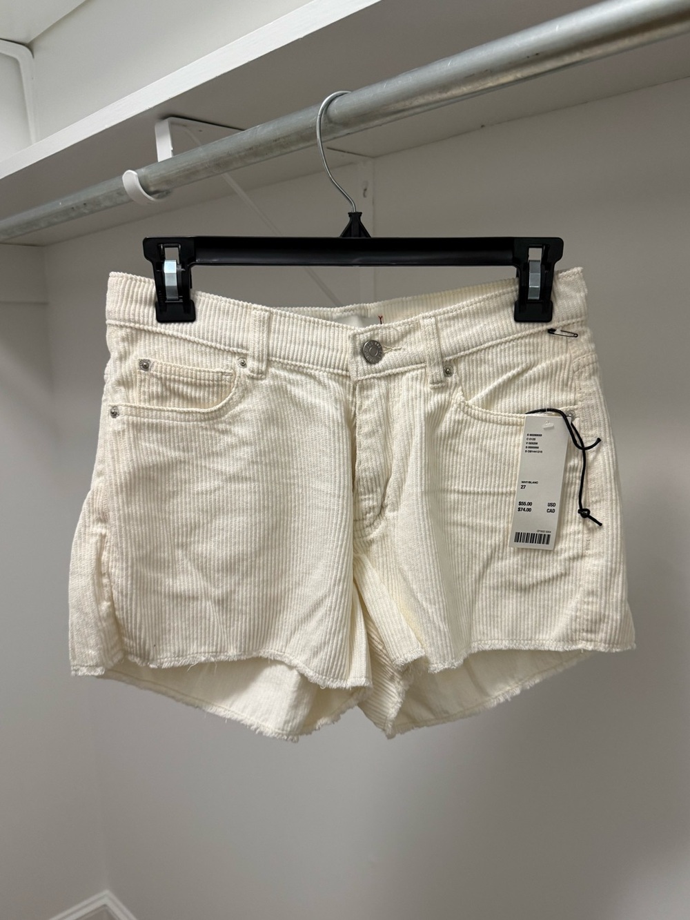 BDG White/Ivory Corduroy Shorts